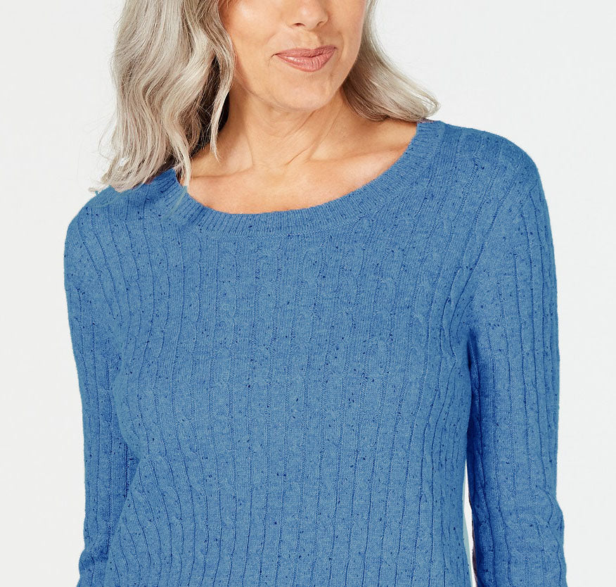 Karen Scott Women's Cable-Knit Sweater Turq Size Large