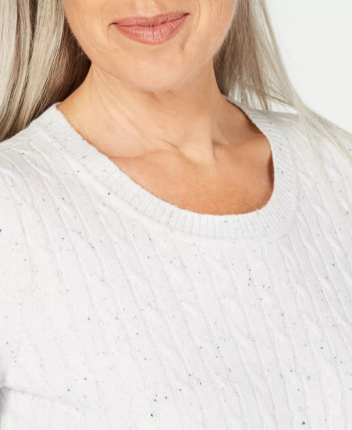 Karen Scott Women's Cable-Knit Sweater White Size Large