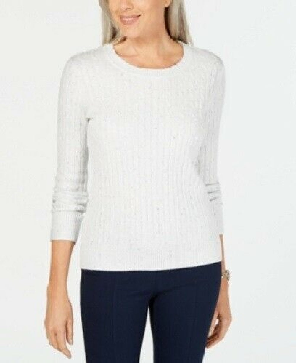 Karen Scott Women's Cable-Knit Sweater Winter White Size Extra Large