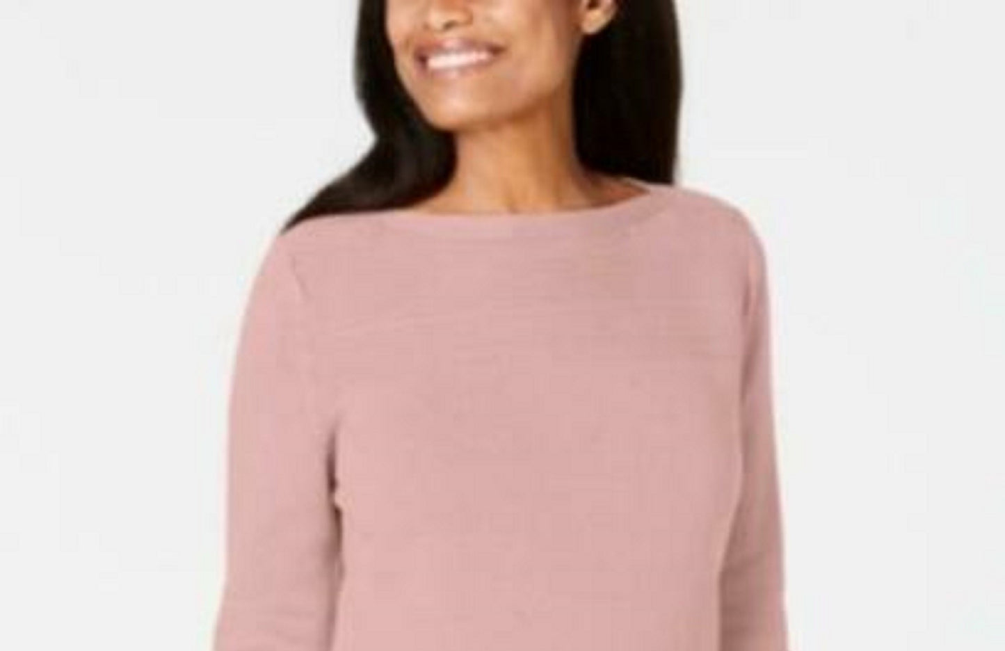 Karen Scott Women's Cotton Boat-Neck Sweater Pink Size Medium