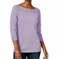 Karen Scott Women's Cotton Boat-Neck Sweater Purple Size X-Small