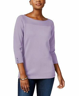 Karen Scott Women's Cotton Boat-Neck Sweater Purple Size X-Small