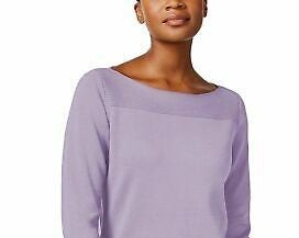 Karen Scott Women's Cotton Boat-Neck Sweater Purple Size X-Small