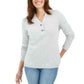 Karen Scott Women's Cotton Marled Henley Sweater White Size X-Large
