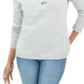 Karen Scott Women's Cotton Marled Henley Sweater White Size X-Large