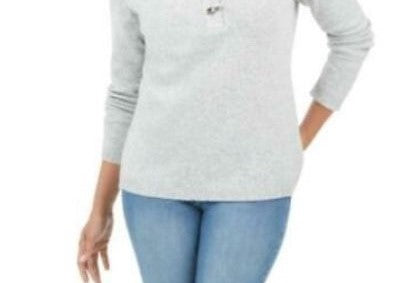 Karen Scott Women's Cotton Marled Henley Sweater White Size X-Large