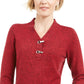 Karen Scott Women's Petite Hardware-Trim Cotton Henley Sweater Bright Red Size Petite
