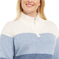 Karen Scott Women's Petite Cotton Half-Zip Striped Sweater Blue Size Petite