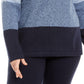 Karen Scott Women's Petite Cotton Half-Zip Striped Sweater Blue Size Petite