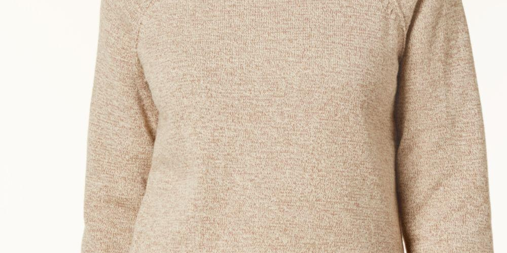 Karen Scott Women's Marled-Knit Quarter-Zip Sweater Brown Size Large