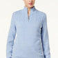 Karen Scott Women's Marled-Knit Quarter-Zip Sweater Blue Size Small