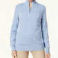 Karen Scott Women's Marled-Knit Quarter-Zip Sweater Blue Size Large