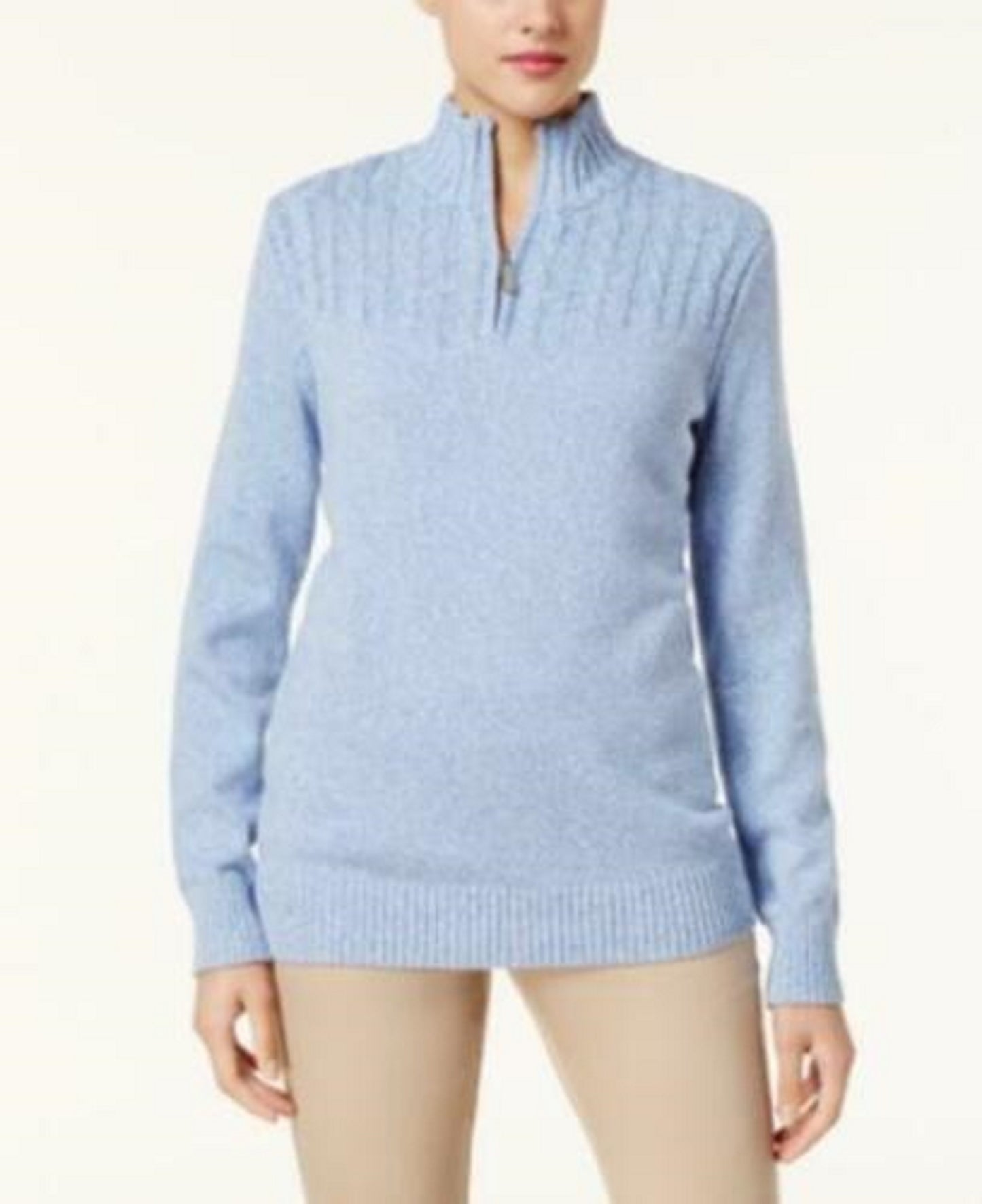 Karen Scott Women's Marled-Knit Quarter-Zip Sweater Blue Size Large