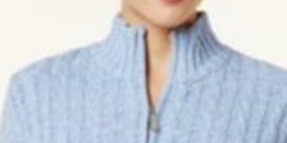 Karen Scott Women's Marled-Knit Quarter-Zip Sweater Blue Size Large