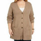 Karen Scott Women's Mixed-Stitch Button-Front Cardigan  Brown Size Medium