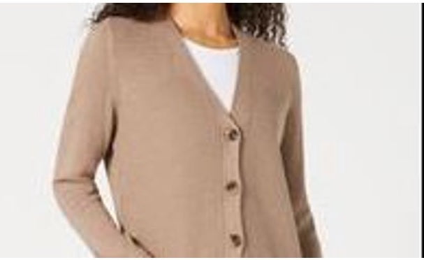 Karen Scott Women's Mixed-Stitch Button-Front Cardigan Navy Size Small