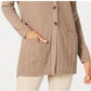 Karen Scott Women's Mixed-Stitch Button-Front Cardigan Brown Size Small