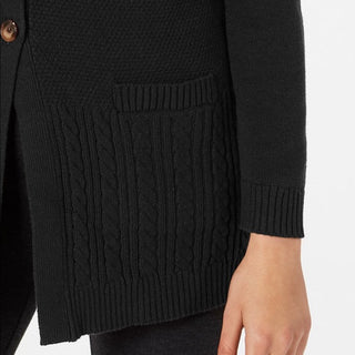 Karen Scott Women's Mixed-Stitch Button-Front Cardigan  Black Size Large