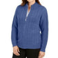 Karen Scott Women's Petite Cable-Knit Zip-Front Sweater Hthr Indigo Size Small