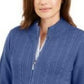 Karen Scott Women's Petite Cable-Knit Zip-Front Sweater Hthr Indigo Size Small