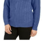 Karen Scott Women's Petite Cable-Knit Zip-Front Sweater Hthr Indigo Size Small