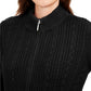 Karen Scott Women's Petite Cable-Knit Zip-Front Sweater Black Size Petite Small