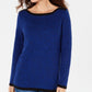 Karen Scott Women's Cotton Contrast Trim Sweater Blue Size X-Small