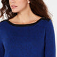 Karen Scott Women's Cotton Contrast Trim Sweater Blue Size X-Small