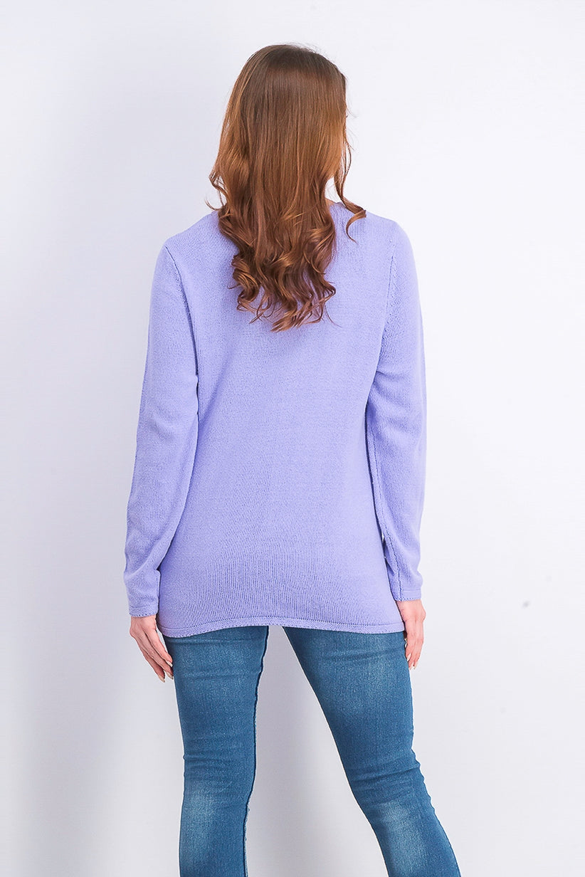 Karen Scott Women's Patchwork-Stitch Pullover Sweater Blue Size Large