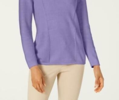 Karen Scott Women's Patchwork-Stitch Pullover Sweater Purple Size Small