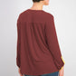 Style & Co Women's Split Neck Roll Tab Sleeve Top Berry Jam Size Extra Small
