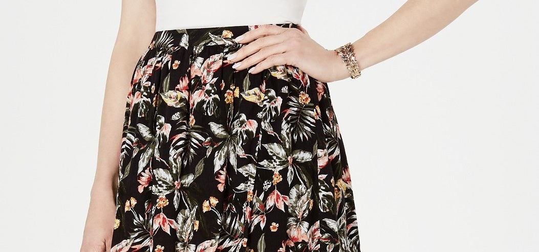 Style & Co Women's Printed High-Low Skirt Trpic Wndr Size Large