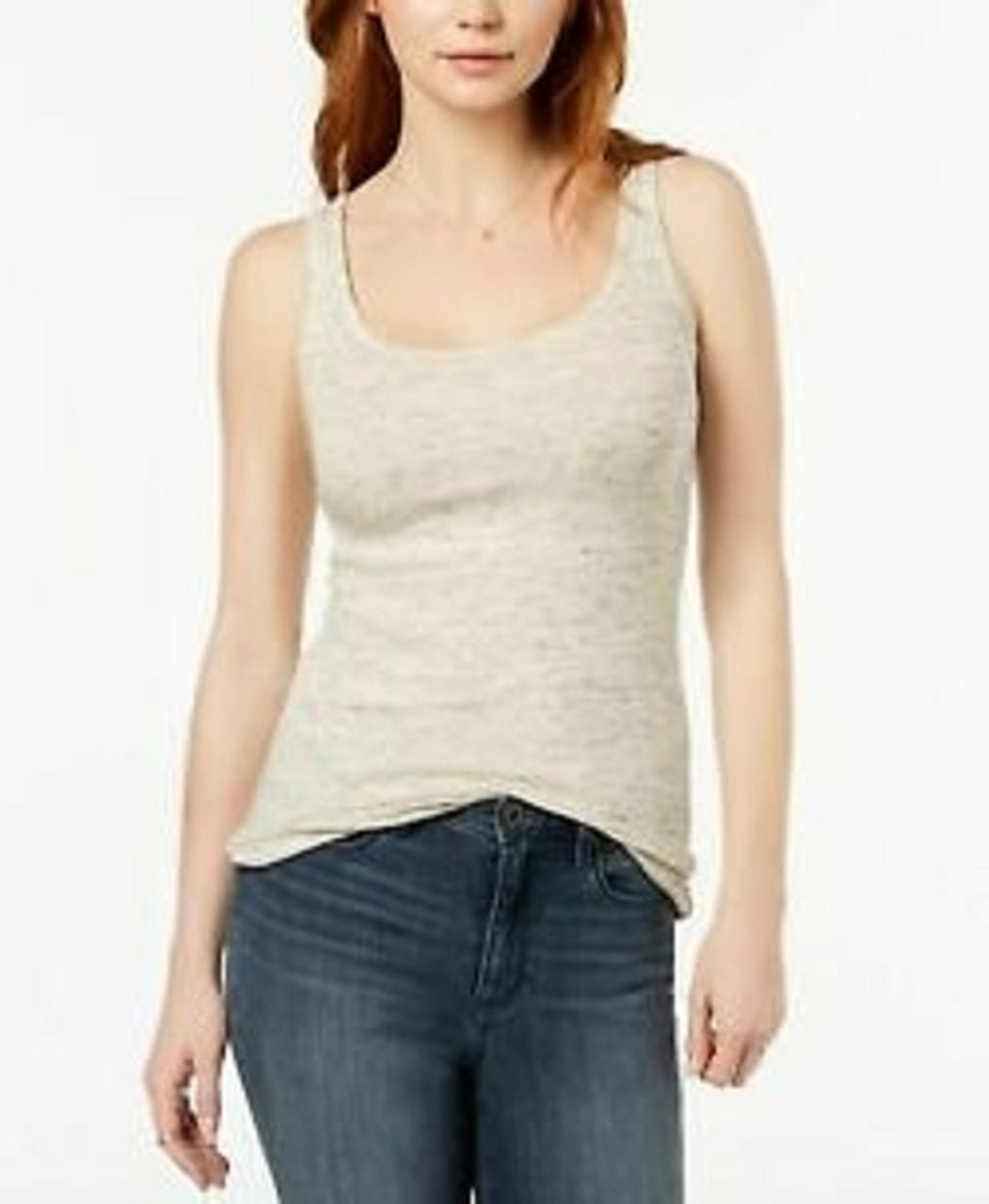 Maison Jules Women's Scoop-Neck Tank Beigekhaki Size Large
