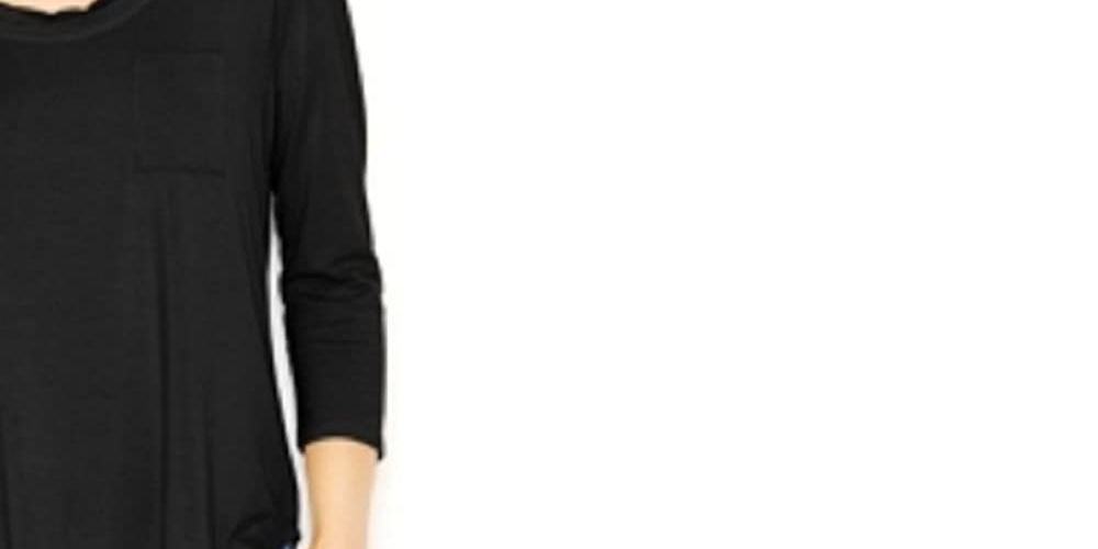 Maison Jules Women's Scoop-Neck T-Shirt Black Size Large