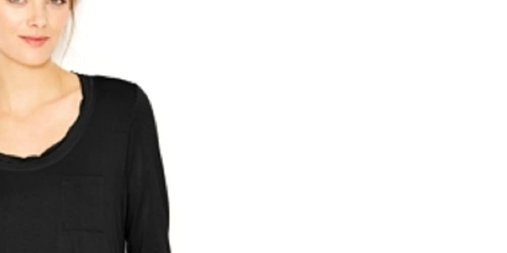 Maison Jules Women's Scoop-Neck T-Shirt Black Size Small