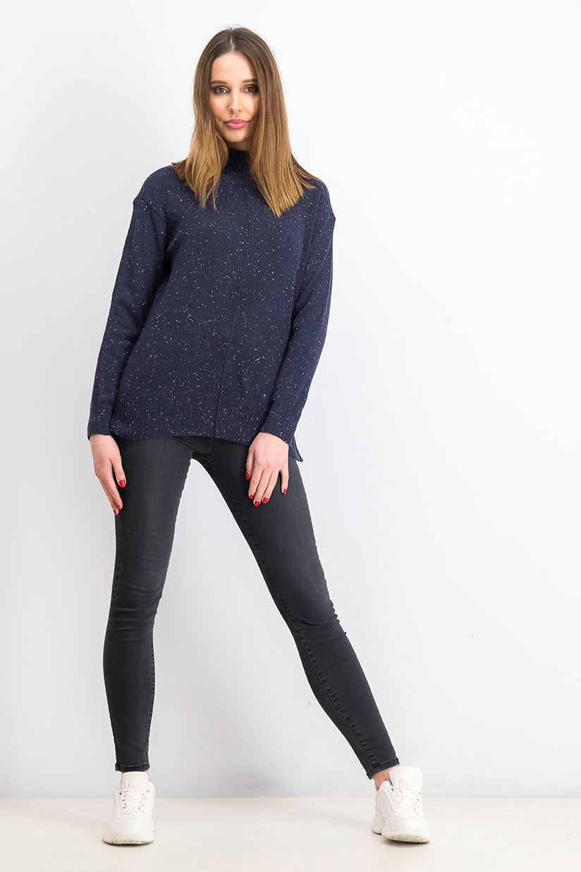 Karen Scott Women's Mock-Neck Shimmer Sweater Blue Size Large