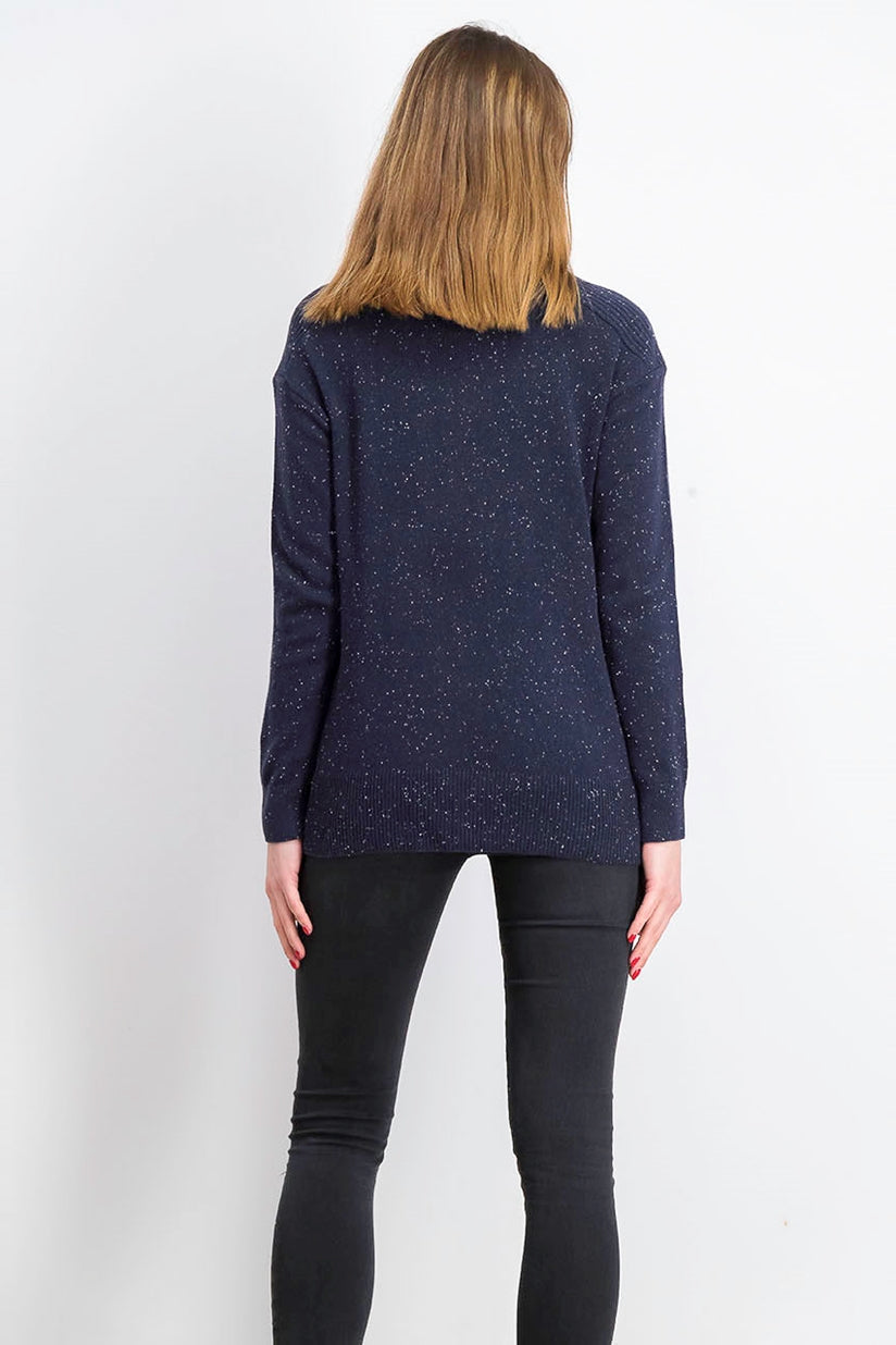 Karen Scott Women's Mock-Neck Shimmer Sweater Blue Size Large