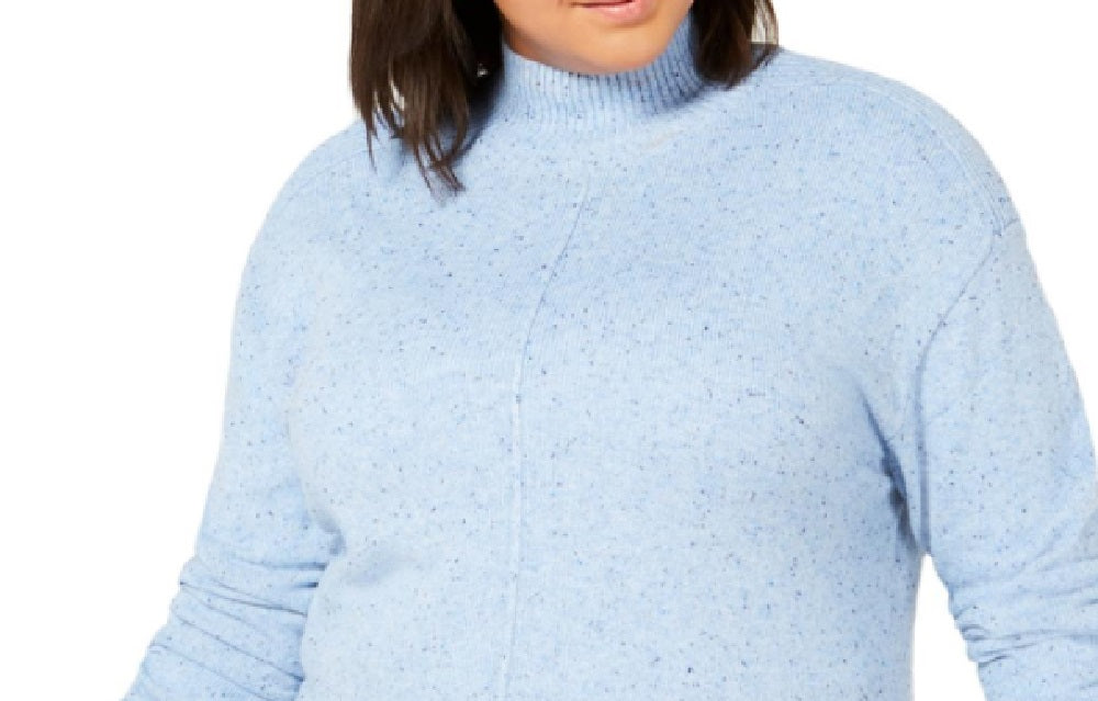 Karen Scott Women's Seam-Detail Cotton Mock-Neck Sweater Size Medium