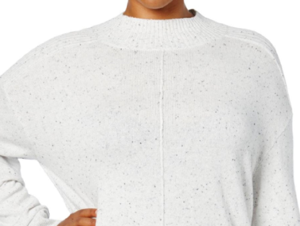 Karen Scott Women's Seam-Detail Cotton Mock-Neck Sweater Size Small