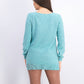 Karen Scott Women's Cotton Mixed-Stitch Sweater Aqua Size X-Large