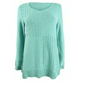 Karen Scott Women's Cotton Mixed-Stitch Sweater Blue Size Large