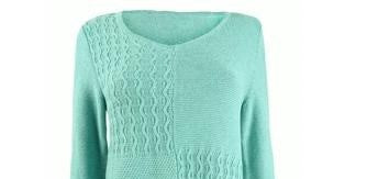 Karen Scott Women's Cotton Mixed-Stitch Sweater Blue Size Large