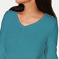 Karen Scott Women's Cotton Mixed-Stitch Sweater Blue Size Medium