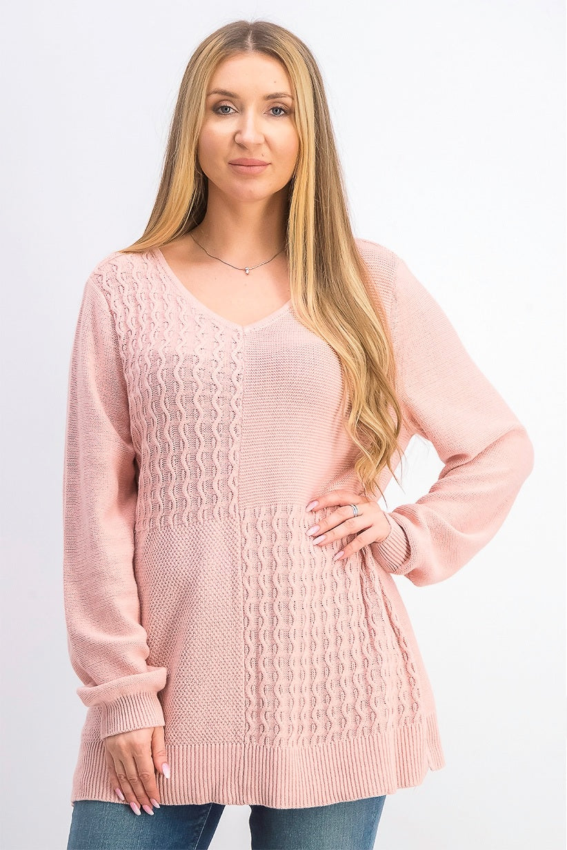 Karen Scott Women's Cotton Mixed-Stitch Sweater Ks Tea Rose Size Extra Large