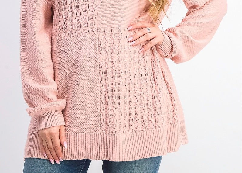 Karen Scott Women's Cotton Mixed-Stitch Sweater Ks Tea Rose Size Extra Large