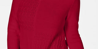 Karen Scott Women's Cotton Mixed Stitch Sweater Bright Red Size Large
