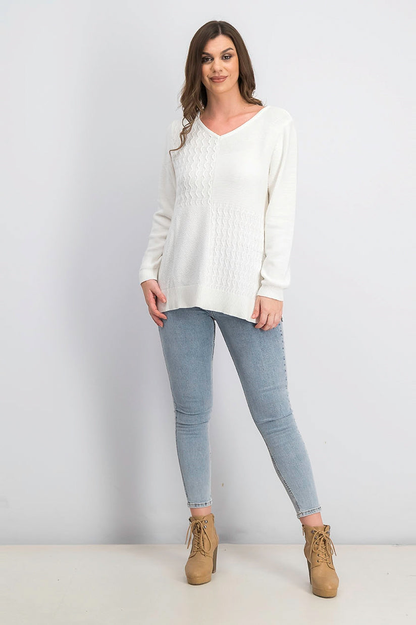 Karen Scott Women's Cotton Mixed-Stitch Sweater White Size Small