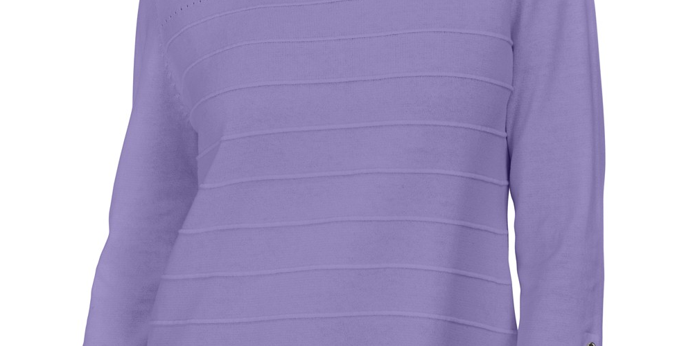 Karen Scott Women's Ribbed 3/4-Sleeve Sweater Purple Size XX-Large