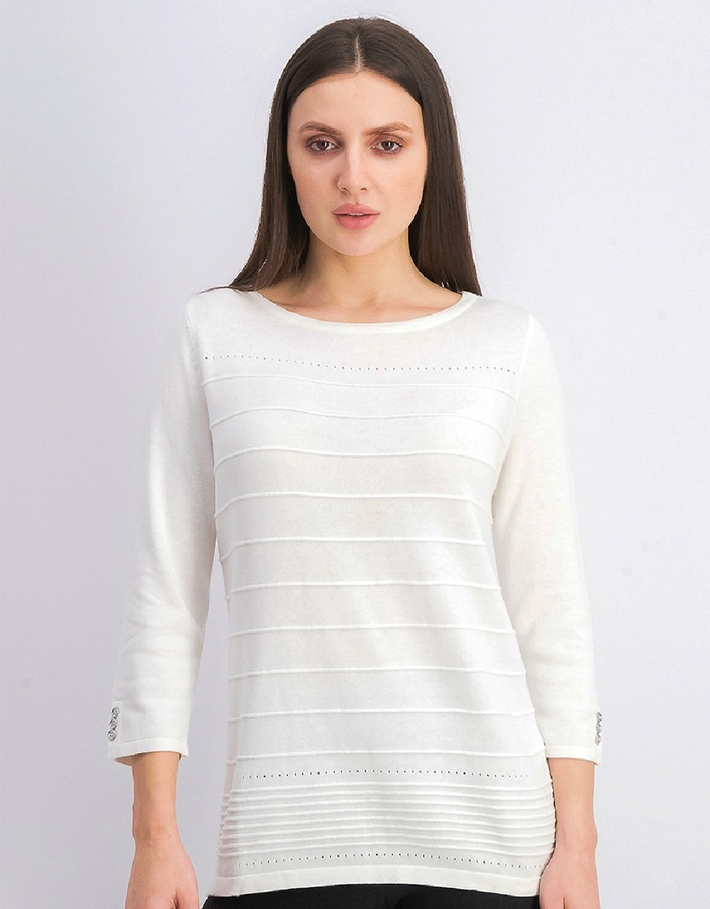 Karen Scott Women's Ribbed 3/4 Sleeve Sweater White Size XX-Large