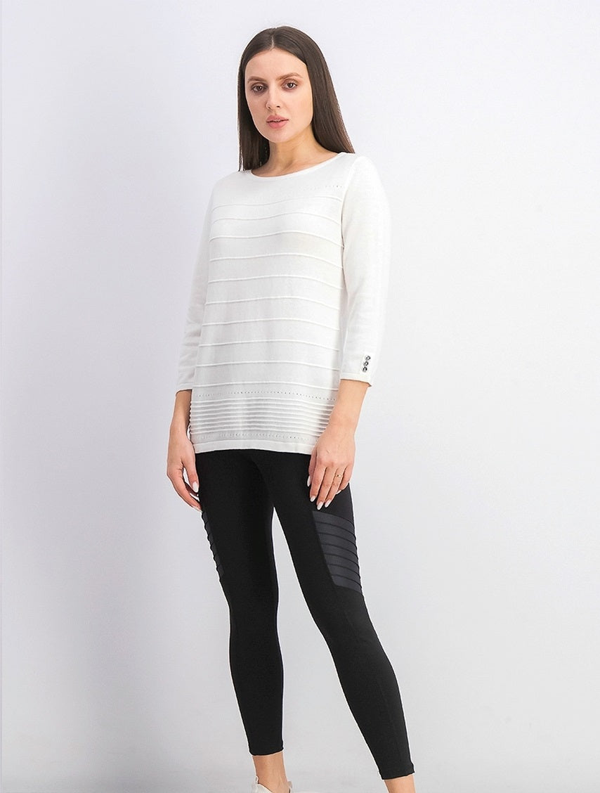 Karen Scott Women's Ribbed 3/4 Sleeve Sweater White Size XX-Large